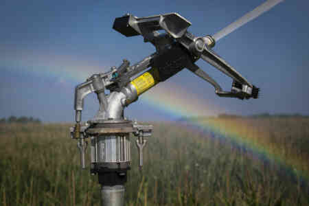 Nelson Big Gun® Sprinkler creates a rainbow irrigating corn in Georgia