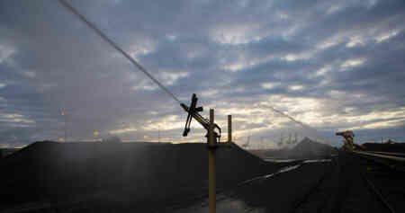 Nelson Irrigation's SR150 Big Gun Sprinklers Settling Dust at a Coal Terminal