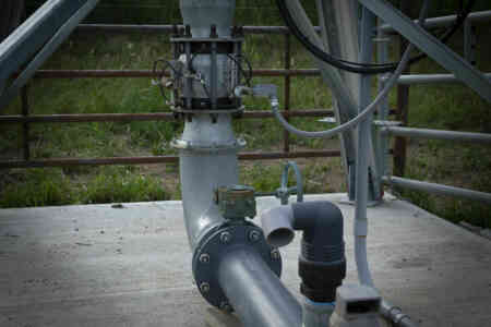 Nelson Irrigation's 800 Series Control Valve mounted at the pivot point of an irrigation system