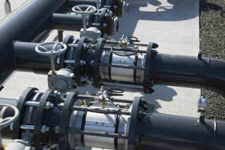 Nelson Irrigation's 800 Series Control Valves at the headworks of a center pivot installation