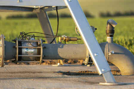 Nelson Irrigation's 800 Series Control Valve mounted at the pivot point of an irrigation system