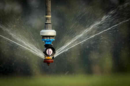 Close up of Nelson Irrigation's A3030 Accelerator Pivot Sprinkler with Gold Plate