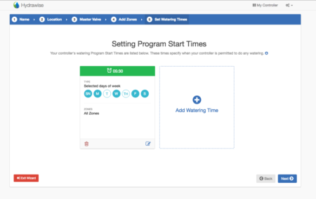 Hydrawise Setup - Program Start Times