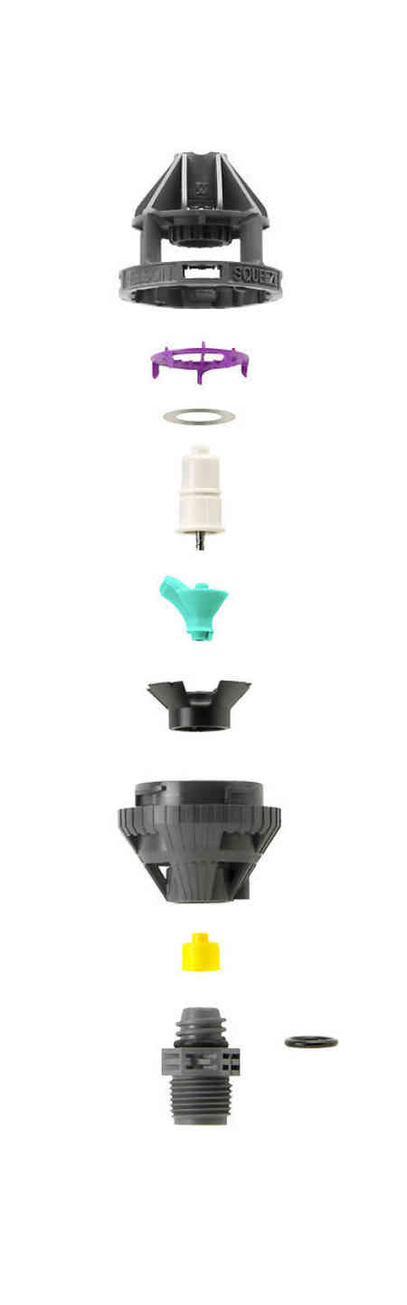 Parts breakout of Nelson Irrigation's easy to clean and repair R2000WF Rotator sprinkler